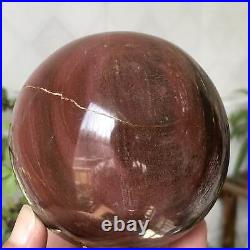 1.9lb Natural Petrified Woodstone Ball Polished Quartz Crystal Sphere Decoration