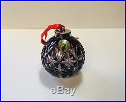 1 Waterford Amethyst Purple Cased Crystal Ball Christmas Ornament -Mint In Box