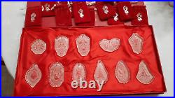 11 boxed WATERFORD CRYSTAL CHRISTMAS ORNAMENTS 1978-1989