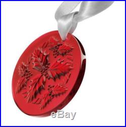 $125 LALIQUE CRYSTAL CHRISTMAS ORNAMENT 2014 HOLLY RED NEW IN BOX #10413300