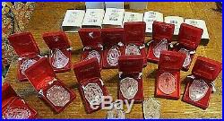 14 WATERFORD CRYSTAL CHRISTMAS ORNAMENTS MOST With BOXES 1978- 1995