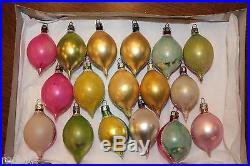 17 VINTAGE INDENTED HAND BLOWN with glitter GLASS CHRISTMAS ORNAMENTS, POLAND
