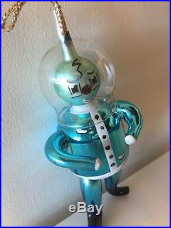 1950'S ITALIAN HAND BLOWN MERCURY GLASS MARTIAN SPACE ROBOT CHRISTMAS ORNAMENT