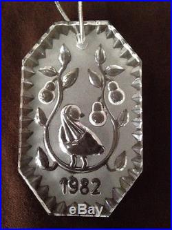 1982 A Partridge in a Pear Tree Waterford Crystal 12 Days of Christmas Ornament