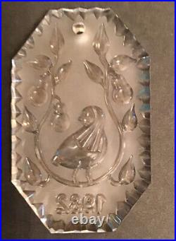 1982 Waterford Crystal Partridge In A Pear Tree Christmas Ornament In Box
