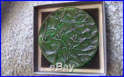 1990 Signed Lalique France Noel Christmas Tree Ornament Crystal Green