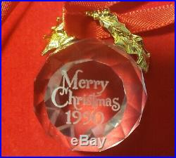 1990 Swarovski Ball Ornament Exquisite Faceted Crystal Ornament Merry Christmas