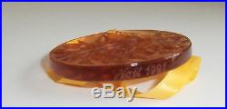 1991 Signed Lalique France Noel Christmas Tree Ornament Crystal Frosted Amber