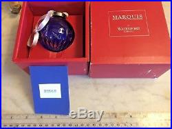 1992 Rare Waterford Crystal Cobalt Blue Ball Christmas Tree Ornament In Box