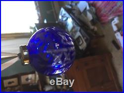 1992 Rare Waterford Crystal Cobalt Blue Ball Christmas Tree Ornament In Box