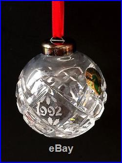 1992 Waterford Annual Christmas Crystal Ball Ornament -Mint in Box