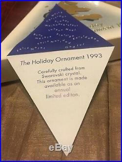 1993 Swarovski Crystal Annual Christmas Ornament Star Snowflake Box & Coa
