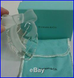 1995 Tiffany & Co. Crystal Pine Cone With Bow Boxed Christmas Ornament Signed