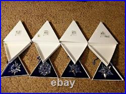 1998 1999 2000 2001 Swarovski Crystal Christmas Ornament Set of 4 Original Box