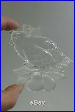 1998 Tiffany & Co. Crystal Partridge & Pear Tree Christmas Ornament Signed