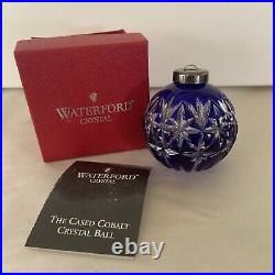 1998 Waterford Annual Cobalt Cut Glass Crystal Ball Ornament Brilliant with box