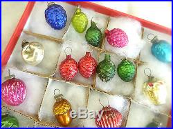 20 TINY Antique Miniature Mini Feather Tree Japan Emboss Glass Xmas Ornament box