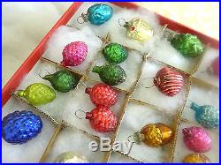 20 TINY Antique Miniature Mini Feather Tree Japan Emboss Glass Xmas Ornament box