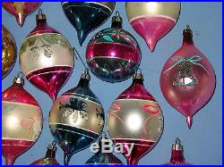 20 Vtg. Fantasia Teardrop & Round Indent Poland Glass Christmas Tree Ornaments