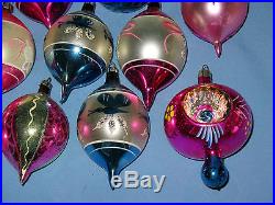 20 Vtg. Fantasia Teardrop & Round Indent Poland Glass Christmas Tree Ornaments