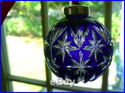 2000 Waterford Cased Crystal Cobalt Blue Christmas Ornament