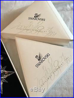 2001 Annual Swarovski Crystal Snowflake Christmas Tree Ornament In Both Boxes