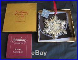 2001 Gorham Millennium Sterling Silver with Crystal Snowflake Christmas Ornament