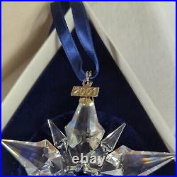 2001 SWAROVSKI Annual Crystal Snowflake Christmas Ornament with Box Paperwork