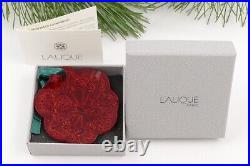 2002 Lalique Crystal Ombelles Umbelas Rouge Red Christmas Ornament