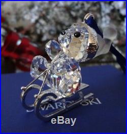 2005 Nib Swarovski Crystal Kris Bear On Sleigh Christmas Ornament #718990
