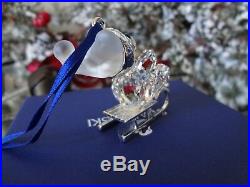 2005 Nib Swarovski Crystal Kris Bear On Sleigh Christmas Ornament #718990