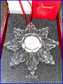 2014 Baccarat Crystal Snowflake NOEL Ornament In Red Baccarat Logo Box Excellent