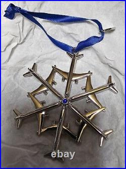 2016 Boeing Centennial Waterford Nickel-plated Jet Snowflake Ornament & Crystal