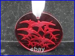 2018 Lalique Swallows Red Crystal Christmas Tree Ornament Noel with Box
