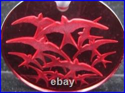 2018 Lalique Swallows Red Crystal Christmas Tree Ornament Noel with Box