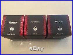 2018 Waterford Christmas Set Of 3 Crystal Balls/Ruby/Emerald/ Clear (RARE)