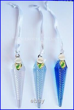2020 Nib Waterford Set Of 3 Ombre Topaz Icicle Christmas Ornament 1055102
