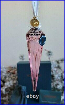 2021 Nib Waterford Crystal Cranberry Lismore Icicle Christmas Ornament 1061172