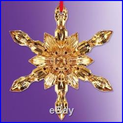 $210 SEALED New in Box BACCARAT Yellow CRYSTAL Noel Snowflake GOLD Ornament 2015
