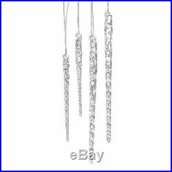 24 Clear Glass Icicle Crystal Twisted Christmas Ornaments Hanging Tree Decor Win