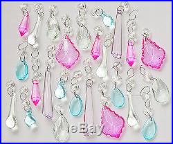 25 CHAINS SHABBY PASTEL MIX CHANDELIER BEADS CRYSTALS CHIC DROPLETS DROPS XMAS