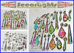 25 GOTHIC AB CHANDELIER LIGHT CRYSTALS GLASS DROPS CHRISTMAS TREE DECORATIONS
