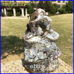 3.4LB Torch Flame Natural Ocean Jasper Crystal Geode Polished Sea Stone Healing