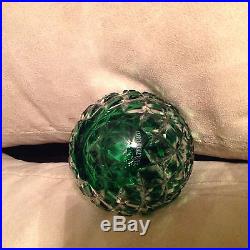3 Waterford Crystal Emerald Green Cased Ball Ornaments Christmas 2014 BRAND NEW