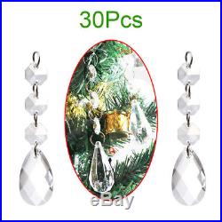 30PCS Crystal Prisms Christmas Drops Ornaments Xmas Tree Candlestick Decorations