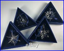 4 Annual Swarovski Crystal Christmas Ornaments-2005,2006,2007,2008