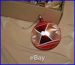4 Large Vintage Mercury Glass Poland Christmas Ornaments Set of 4 in BOX