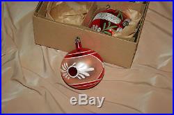 4 Large Vintage Mercury Glass Poland Christmas Ornaments Set of 4 in BOX