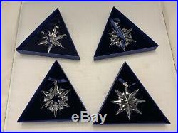4 Swarovski Crystal Annual Christmas Star Snowflake Ornaments 2005,2007,2009