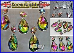 5 AB CHANDELIER GOTHIC FENG SHUI DROPS GLASS CRYSTALS OVAL CHRISTMAS TREE CHARMS